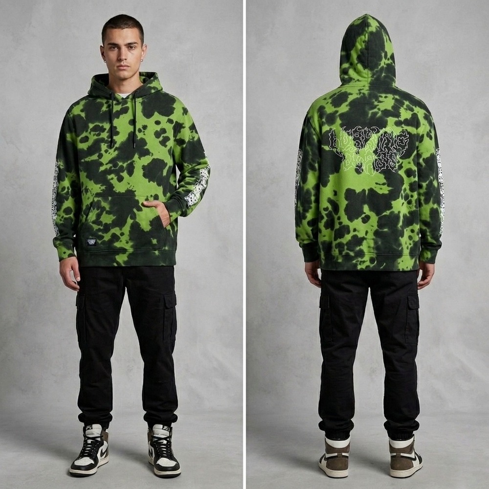 Lurking Class Sketchy Tank Hoodie Mens XL Green Black Tie Dye Skull Streetwear